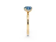 Fancy Blue Heart Cut Diamond Solitaire Ring Set in Yellow gold with Thin Band and Prong Setting