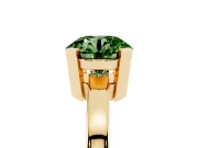 Fancy Green Round Cut Diamond Solitaire Ring Set in Yellow gold with Prong Head and Smooth Polished Band