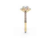 Cushion Cut Scalloped Halo Engagement Ring Setting | Single Row Pave | Yellow Gold