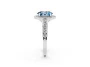 Oval Graduated Milgrain Halo Engagement Ring Setting for a Fancy Blue Lab-Grown Diamond | Sterling Silver