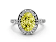 Oval Graduated Milgrain Halo Engagement Ring Setting for a Fancy Yellow Lab-Grown Diamond | Platinum