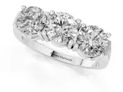 Round Three Stone Engagement Ring Setting | Equal-Size Stones | White Gold