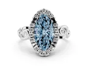 Marquise Filigree Halo Engagement Ring Setting for a Fancy Blue Lab-Grown Diamond | Sterling Silver
