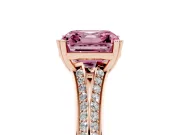 Asscher Cut Pave Split Shank Engagement Ring Setting for a Fancy Pink Lab-Grown Diamond | Double Claw Prongs | Rose Gold