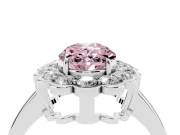 Oval Scalloped Cluster Halo Engagement Ring Setting for a Fancy Pink Lab-Grown Diamond | Plain Band | Platinum