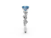 Fancy Blue Radiant Cut Diamond Solitaire Twisted Band Set in Platinum with Pavé Setting