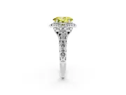 Oval Hidden Halo Filigree Engagement Ring Setting for a Fancy Yellow Lab-Grown Diamond | White Gold