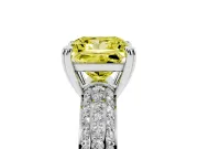 Princess Cut Three Row Pave Engagement Ring Setting for a Fancy Yellow Lab-Grown Diamond | Double Claws | White Gold