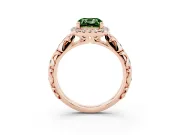Cushion Cut Leaf Halo Engagement Ring Setting for a Fancy Green Lab-Grown Diamond | Bezel Accents | Rose Gold