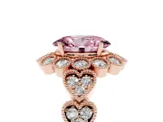 Oval Scalloped Halo Engagement Ring Setting for a Fancy Pink Lab-Grown Diamond | Heart Pavé Band | Rose Gold