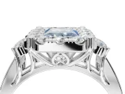 Radiant Cut Halo Engagement Ring Setting for a Fancy Blue Lab-Grown Diamond | Graduated Channel Band | Platinum