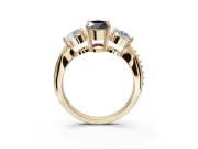Marquise Three Stone Engagement Ring Setting for a Black Center | Tapered Pavé Band | Yellow Gold
