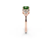 Cushion Cut Cluster Side Stone Engagement Ring Setting for a Fancy Green Lab-Grown Diamond | Plain Band | Rose Gold