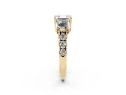 Asscher Cut Three Stone Engagement Ring Setting | Accented Shoulders | Yellow Gold