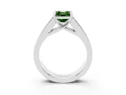 Fancy Green Asscher Cut Diamond Solitaire Ring Set in Silver with Channel-Set Accent Stones and Prong Setting