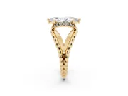 Marquise Cut Diamond Halo Ring Set in Yellow gold with Twisted Band and Prong Setting