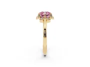 Cushion Cut Petal Halo Engagement Ring Setting for a Fancy Pink Lab-Grown Diamond | Yellow Gold