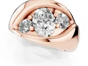 Oval Cut Diamond Channel-Set Crossover Ring Set in Rose gold