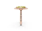 Fancy Yellow Marquise Cut Diamond Halo Milgrain Pavé Ring Set in Rose gold with Prong Setting