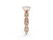 Radiant Cut Vintage Milgrain Engagement Ring Setting | Graduated Stations | Rose Gold