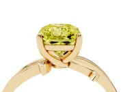 Fancy Yellow Radiant Cut Diamond Pavé Twist Band Solitaire Ring Set in Yellow gold with Prong Setting