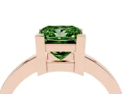 Fancy Green Princess Cut Diamond Solitaire Ring Set in Rose gold with Prong Head and Smooth Polished Band