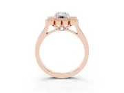 Emerald Cut Vintage Milgrain Bezel Cluster Halo Engagement Ring Setting | Plain Band | Rose Gold