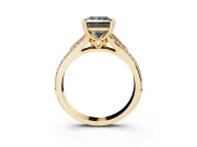 Princess Cut Split Shank Engagement Ring Setting for a Black Center | Pavé Band | Yellow Gold