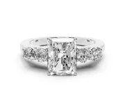 Radiant Cut Close Set Five Stone Engagement Ring Setting | Platinum