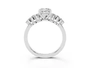 Cushion Cut Diamond Cluster Engagement Ring Set in Silver with Pavé Band and Prong Setting