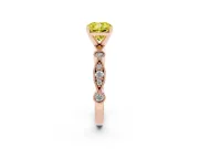 Fancy Yellow Cushion Cut Diamond Solitaire Engagement Ring Set in Rose gold with Milgrain Bezel Accent Band