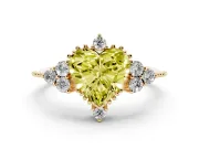 Heart-Shaped Cluster Engagement Ring Setting for a Fancy Yellow Lab-Grown Diamond | Yellow Gold