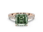 Asscher Cut Pavé Solitaire Engagement Ring Setting for a Fancy Green Lab-Grown Diamond | Crossover Gallery | Rose Gold