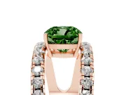 Cushion Cut Wide Open Split Shank Engagement Ring Setting for a Fancy Green Lab-Grown Diamond | Pavé Strands | Rose Gold