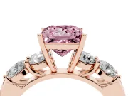 Princess Cut Five Stone Engagement Ring Setting for a Fancy Pink Lab-Grown Diamond | Prong Set Side Stones | Rose Gold