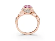 Cushion Cut Leaf Bypass Engagement Ring Setting for a Fancy Pink Lab-Grown Diamond | Rose Gold