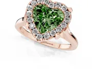 Heart-Shaped Claw Corner Halo Engagement Ring Setting for a Fancy Green Lab-Grown Diamond | Slim Plain Band | Rose Gold