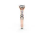 Asscher Cut Diamond Solitaire Ring Set in Rose gold with Channel-Set Band and Prong Setting