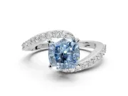 Cushion Cut Bypass Pavé Engagement Ring Setting for a Fancy Blue Lab-Grown Diamond | Platinum