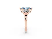Fancy Blue Marquise Cut Diamond Three-Stone Ring Set in Rose gold with Prong Setting and Classic Band