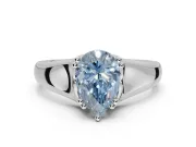 Pear-Shaped Double Claw Solitaire Engagement Ring Setting for a Fancy Blue Lab-Grown Diamond | Sterling Silver