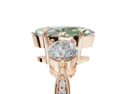 Marquise Three Stone Engagement Ring Setting for a Fancy Green Lab-Grown Diamond | Tapered Pave Band | Rose Gold