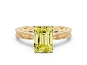 Emerald Cut Engraved Engagement Ring Setting for a Fancy Yellow Lab-Grown Diamond | Yellow Gold