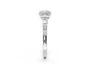 Cushion Cut Tapered Baguette Engagement Ring Setting | Bar Set Sides | Sterling Silver