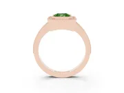 Fancy Green Radiant Cut Diamond Halo Engagement Ring Set in Rose gold with Pavé Band and Round Halo Stones