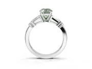 Oval Tapered Baguette Engagement Ring Setting for a Fancy Green Lab-Grown Diamond | White Gold