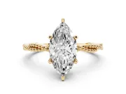 Marquise Twisted Solitaire Engagement Ring Setting | Beaded Twist Band | Yellow Gold