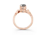 Oval Twisted Bypass Engagement Ring Setting for a Black Center | Accented Leaves | Rose Gold