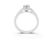 Emerald Cut Diamond Solitaire Ring Set in Silver with Channel-Set Band and Prong Setting