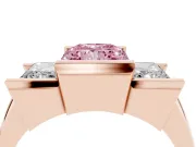 Radiant Cut Channel-Set Three Stone Engagement Ring Setting for a Fancy Pink Lab-Grown Diamond | Rose Gold
